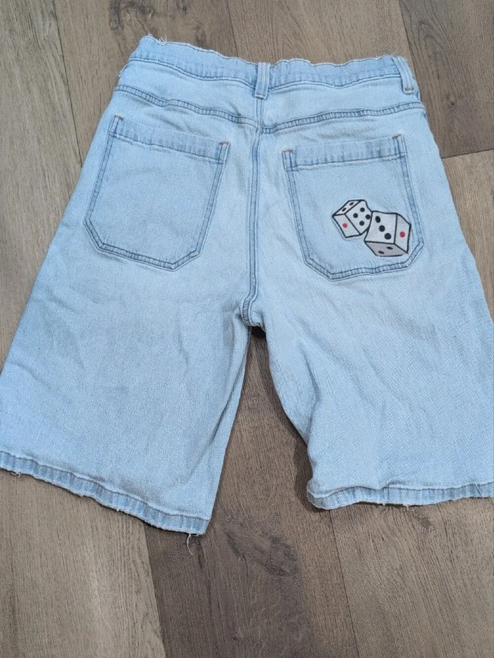 Hollister Light Wash Denim Bermuda Shorts in Pale Blue